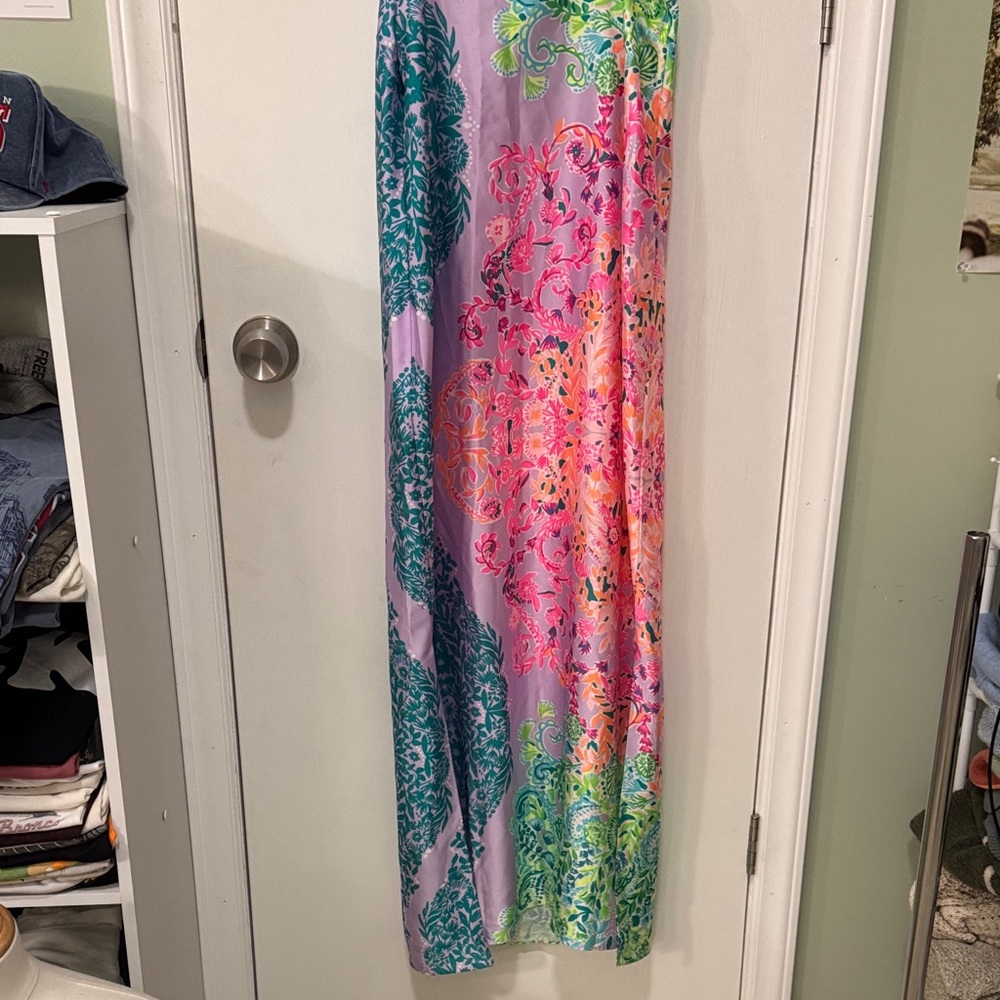 Lilly Pulitzer Bellalyn Satin Midi/Maxi Slip Dress in Sunshine Vibes Engineered - Picture 14 of 14